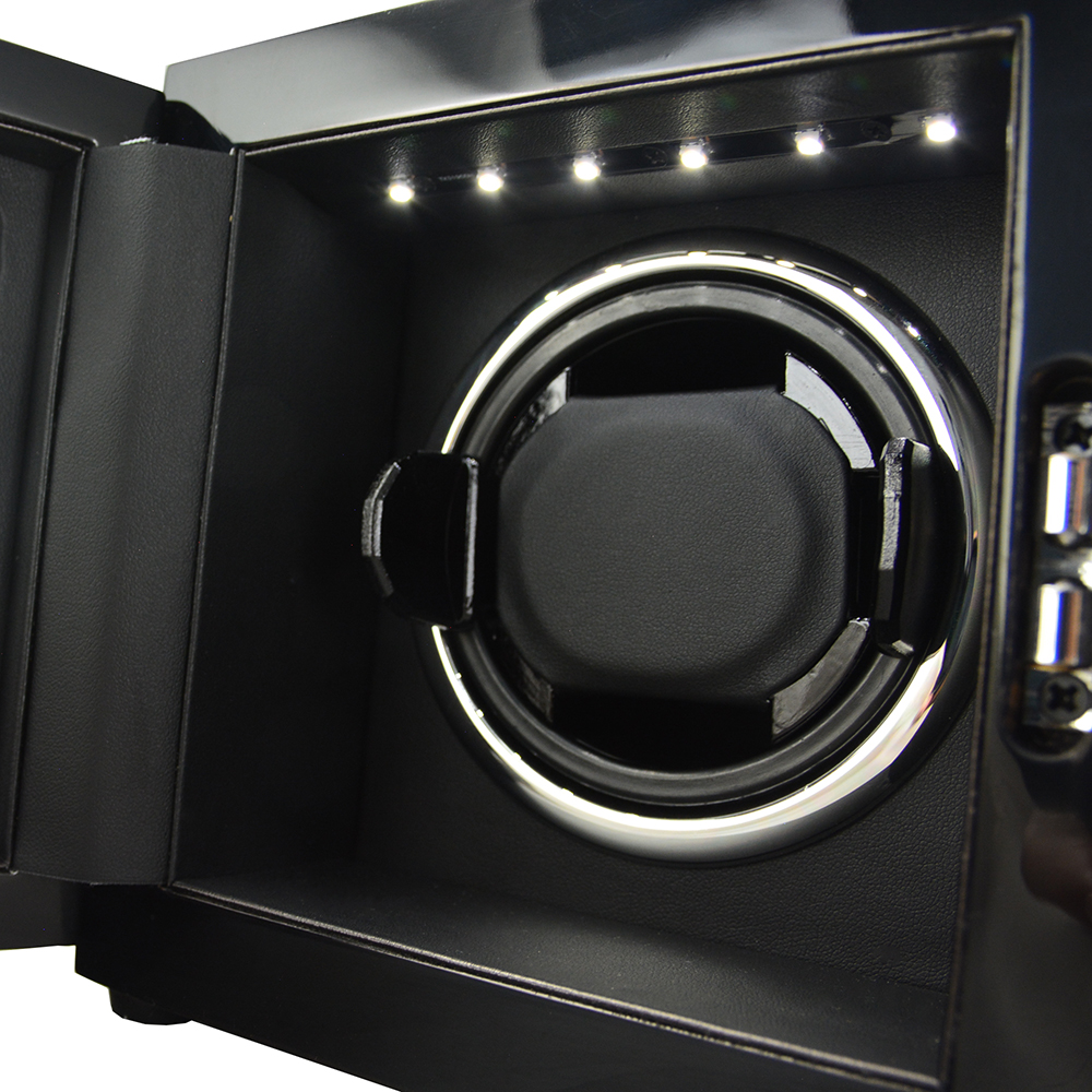 Portable Watch Winder LED Light detail with 360 degree free-insert watch holder