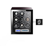 9 watch winder front view with ebony finish, touchscreen controls and standard hardware lock