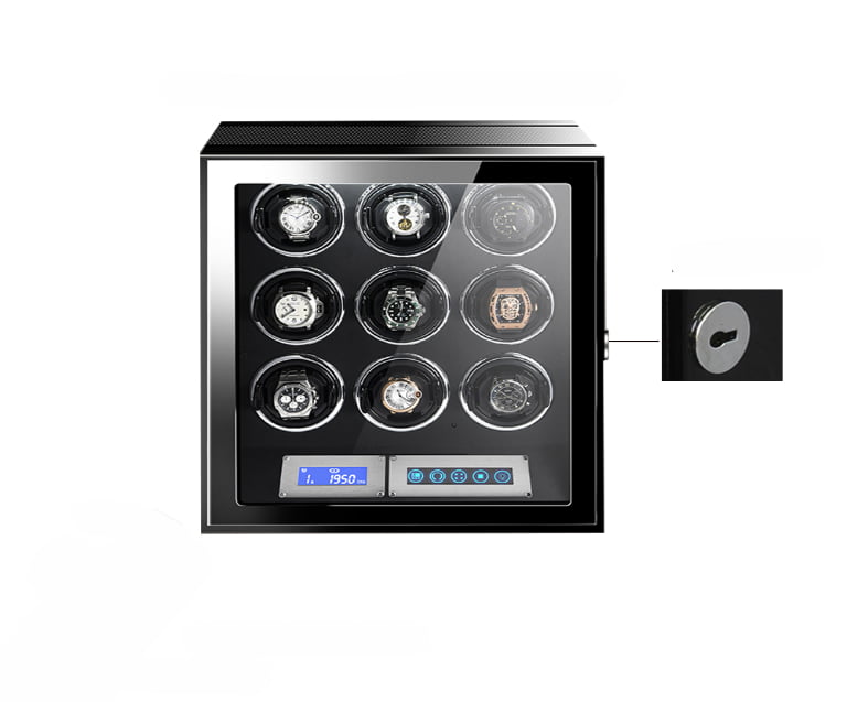 9 Watch Winder with Carbon Fiber Finish and Touchscreen Control