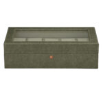 PU leather watch display case in grey finish with velvet interior