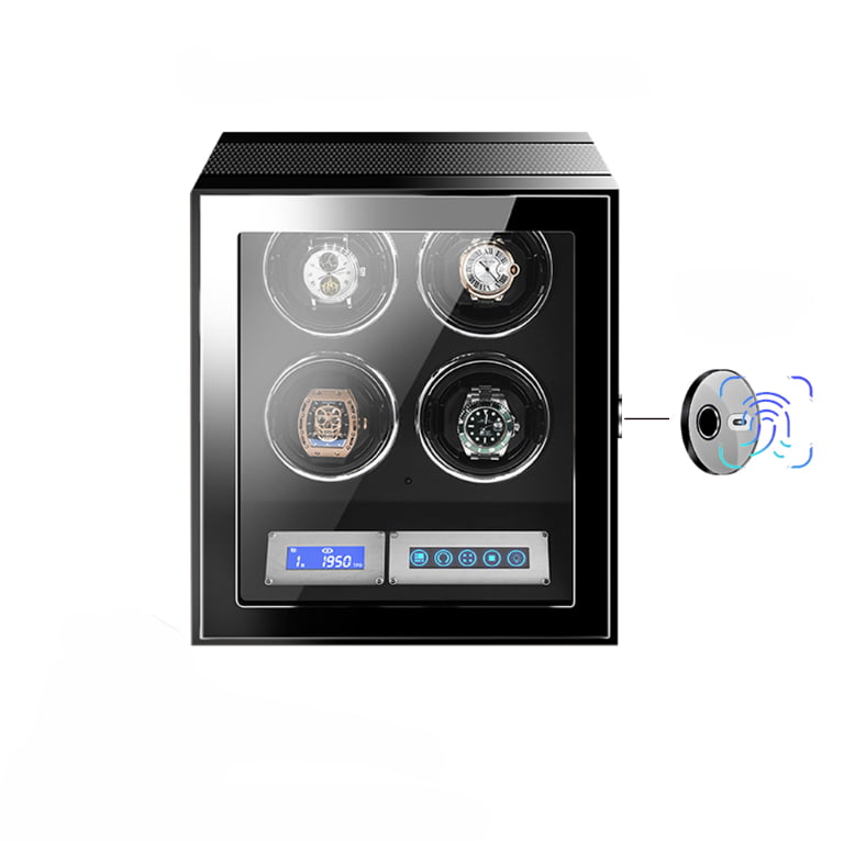 4 Watch Winder with Carbon Fibre Finish and Fingerprint Lock