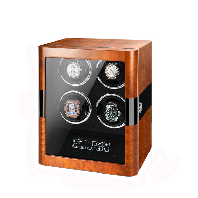 Quad Watch Winder with LED Light and Remote Control
