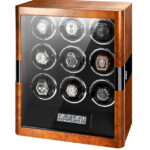 9 watch winder with closed tempered glass door, nine winding positions and touchscreen control panel