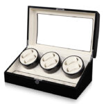 Premium watch winder storage case angle side with 6 Winding Positions and 7 Storage Positions