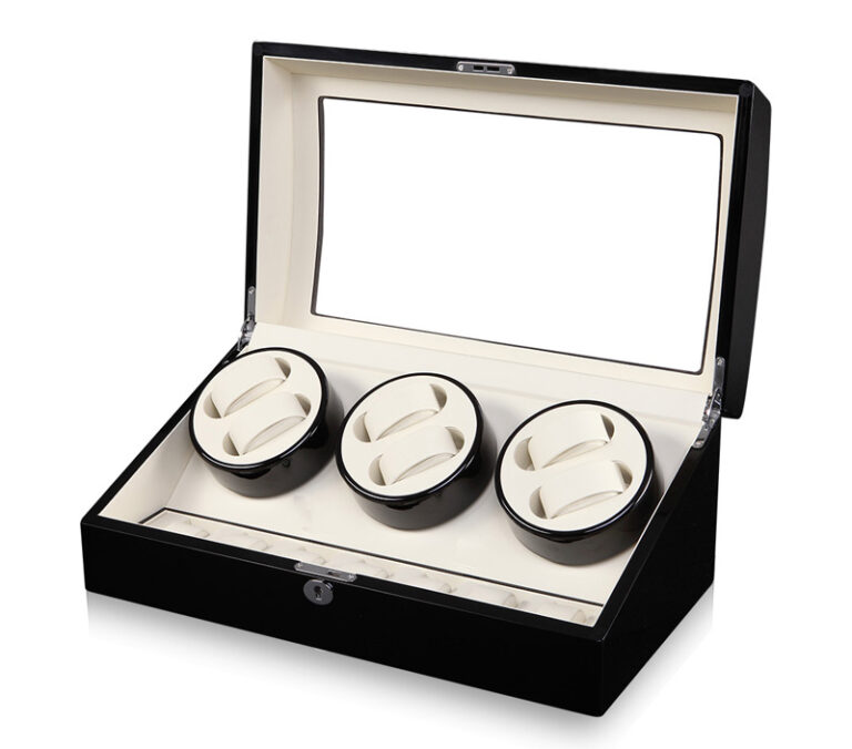 Premium 6 Slot Automatic Watch Winder Storage Case with Luxury Glass Display