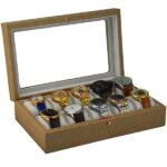 Yellow watch collection box showing ten watch compartments with cushions