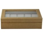 Yellow PU leather watch organizer box with velvet interior and display window