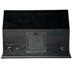 Black wood watch winder rear view with power connection design