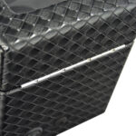 Close-up of single watch winder hinge and woven black PU leather exterior