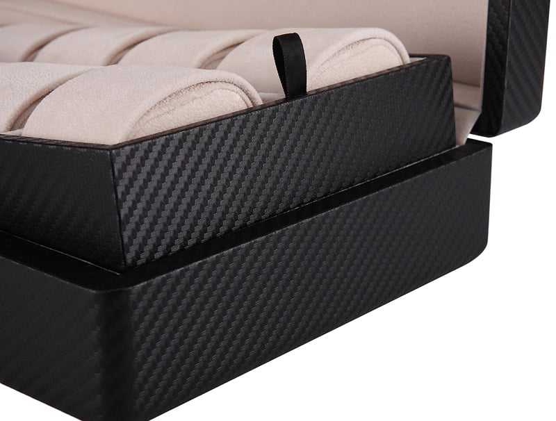 Watch box with removable beige watch pillow cushion