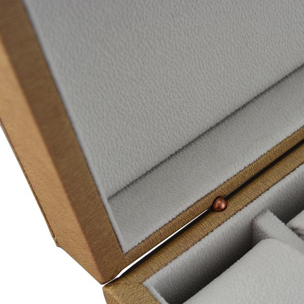 Watch case interior showing velvet cushions and individual compartments