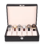 12 slot watch collection case with multiple watch compartments
