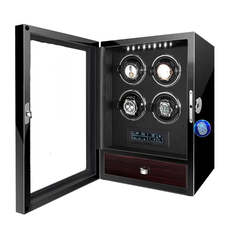 4 Watch Winder with Fingerprint Lock and Storage Drawer