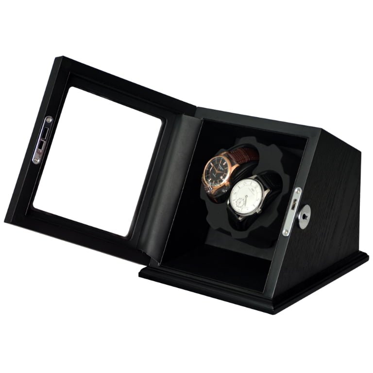 Wood Veneered 1 Slot Watch Winder Safe with Dual Winding Positions