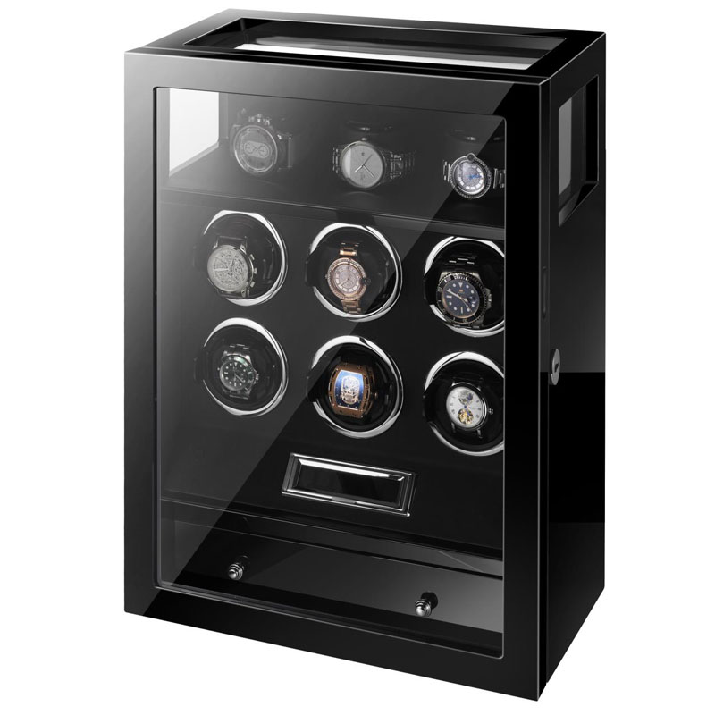 watch winder angle side with remote control and storage drawer