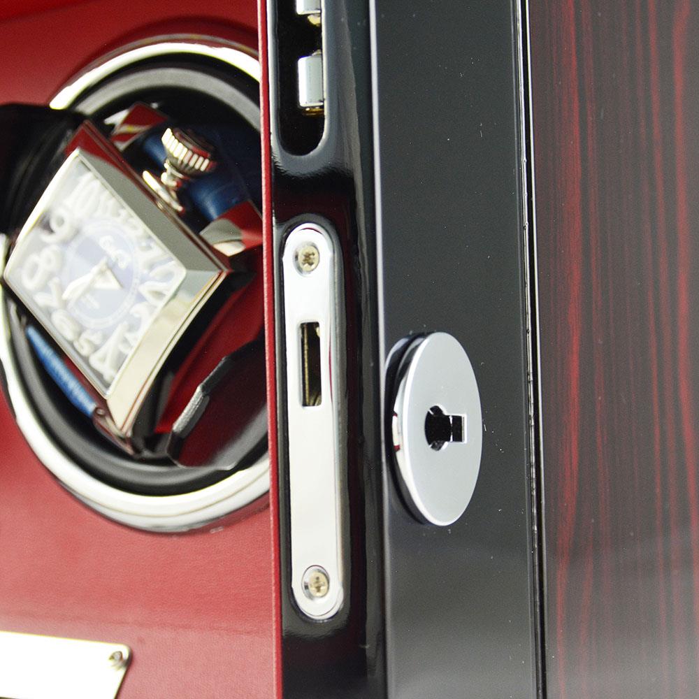touchscreen watch winder case key detail with PU leather interior