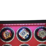 ebony grain watch winder for 6 watches with led light