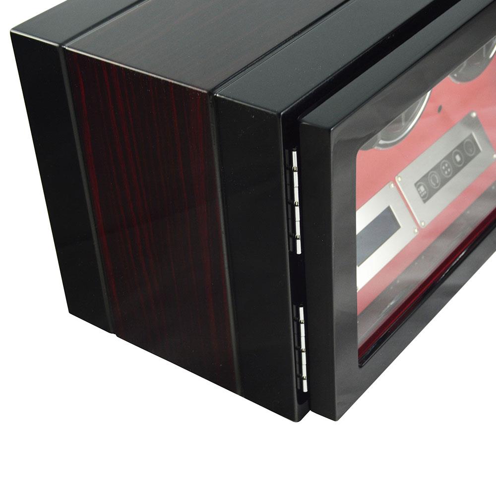 touchscreen watch winder case exterior detail with ebony grain