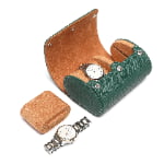 Private Label Two Watch Travel Case with brown interior