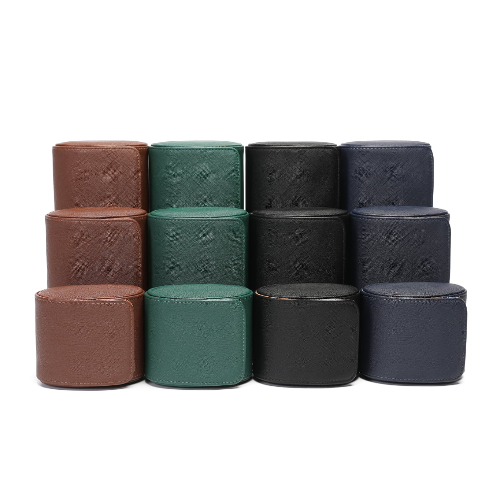PU Leather 3 Watch Roll Travel Case with different sizes and colors