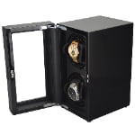 High-Gloss Black 2 Watch Winder with pu leather interior