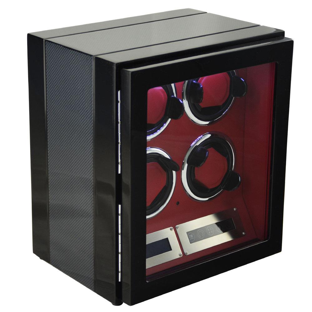 4 slots carbon fiber watch winder angle side with high glossy lacquer