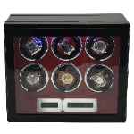 Carbon fiber 6 watch winder front with red pu leather interior
