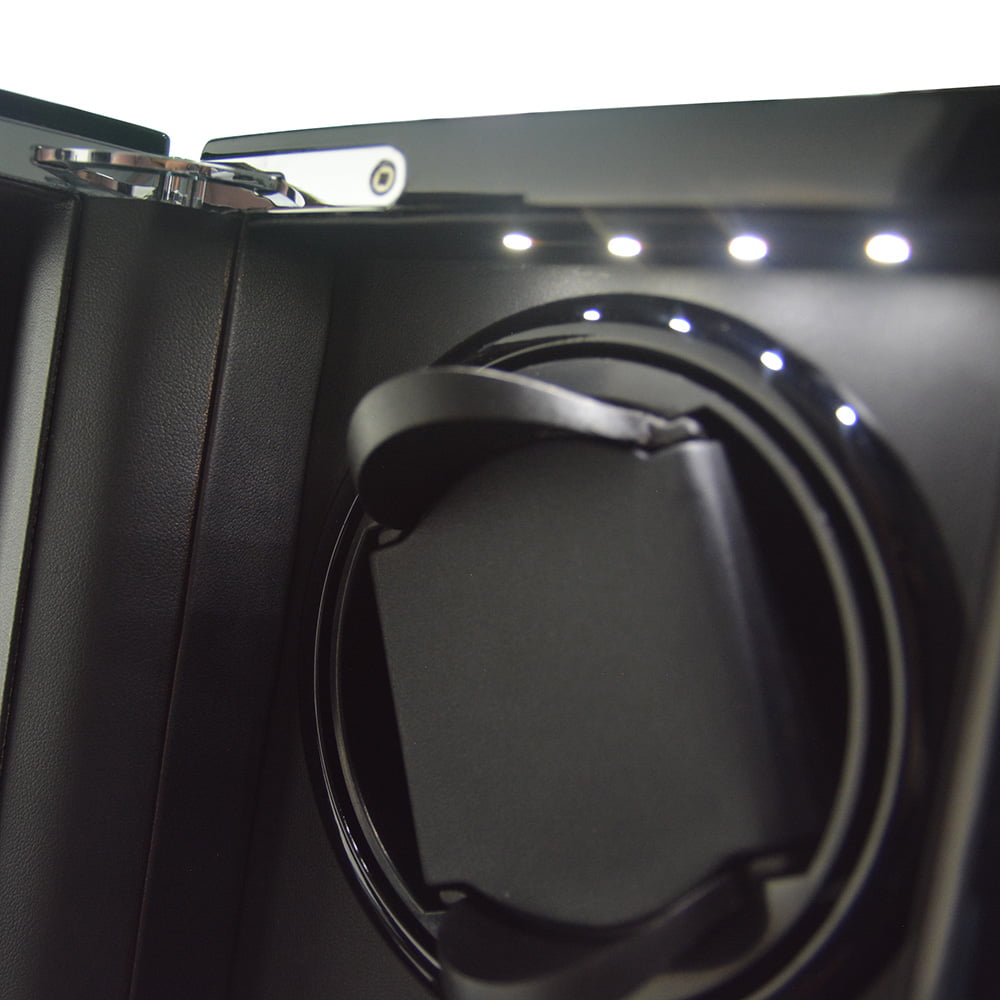High-Gloss Black 2 Watch Winder with LED Light