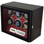 ebony grain watch winder for 6 watches with touch screen