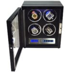 fingerprint lock watch winder with PU leather interior