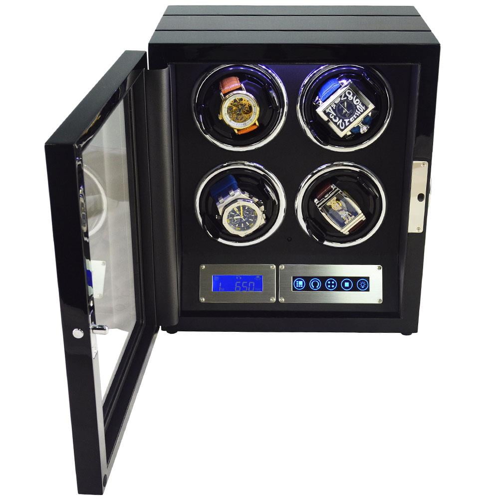 fingerprint lock watch winder with PU leather interior
