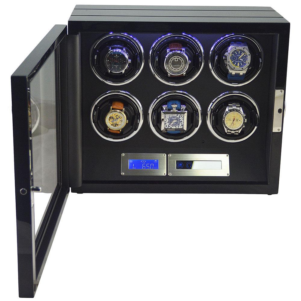 6 Slot Luxury Watch Winder with Pu leather interior