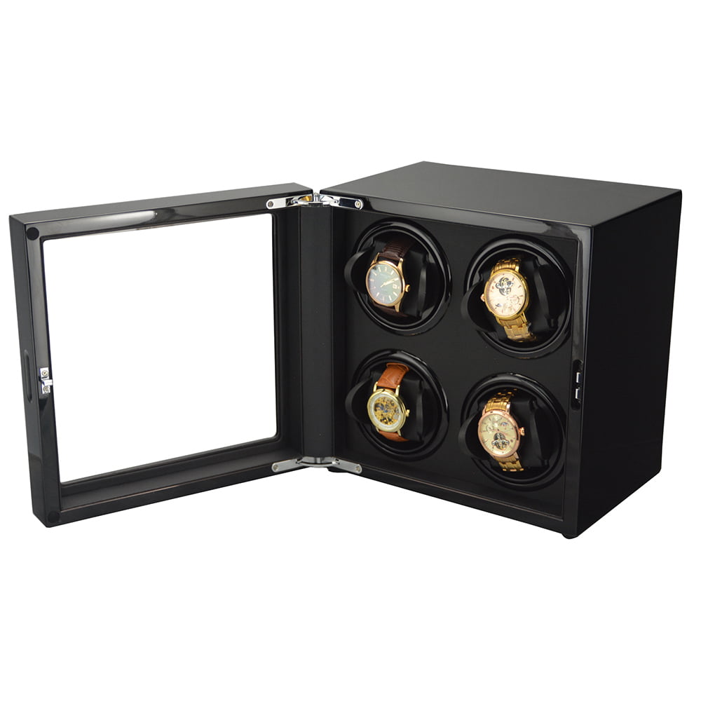 Quad Watch Winder Box with LED Light open