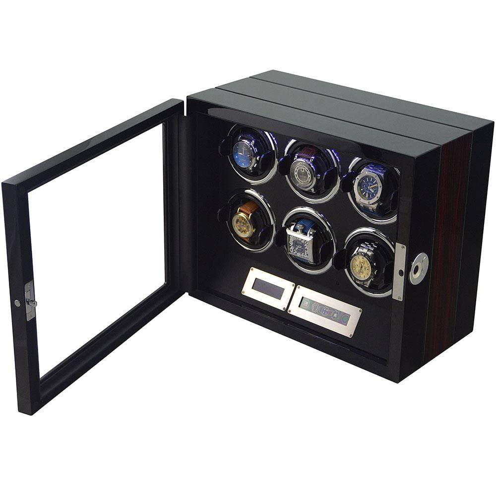 6 Slot Luxury Watch Winder open with high glossy lacquer