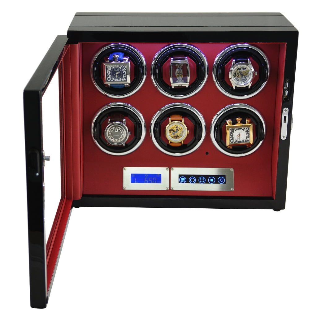 Carbon fiber 6 watch winder open with high glossy lacquer