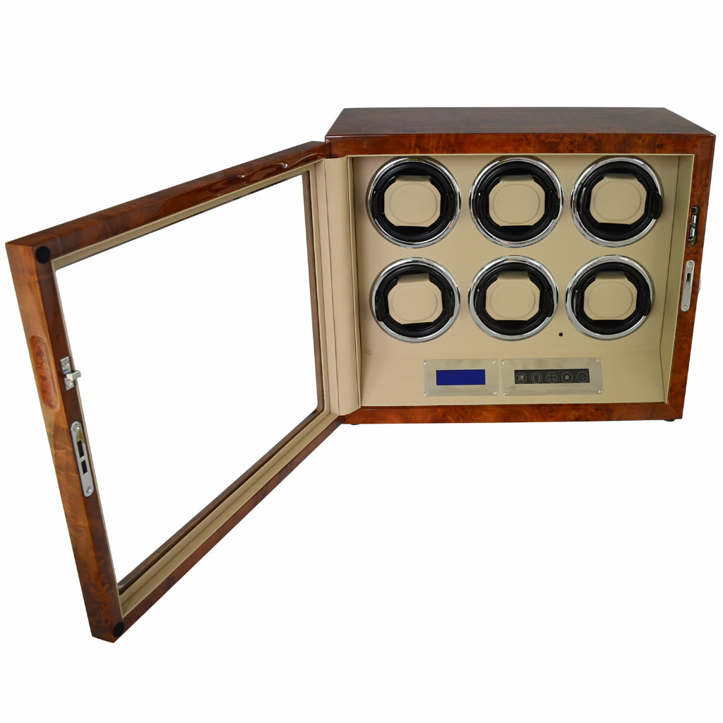 six wholesale watch winder open with deep yellow lacquer