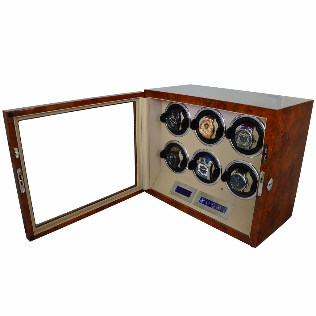 six wholesale watch winder with PU leather interior
