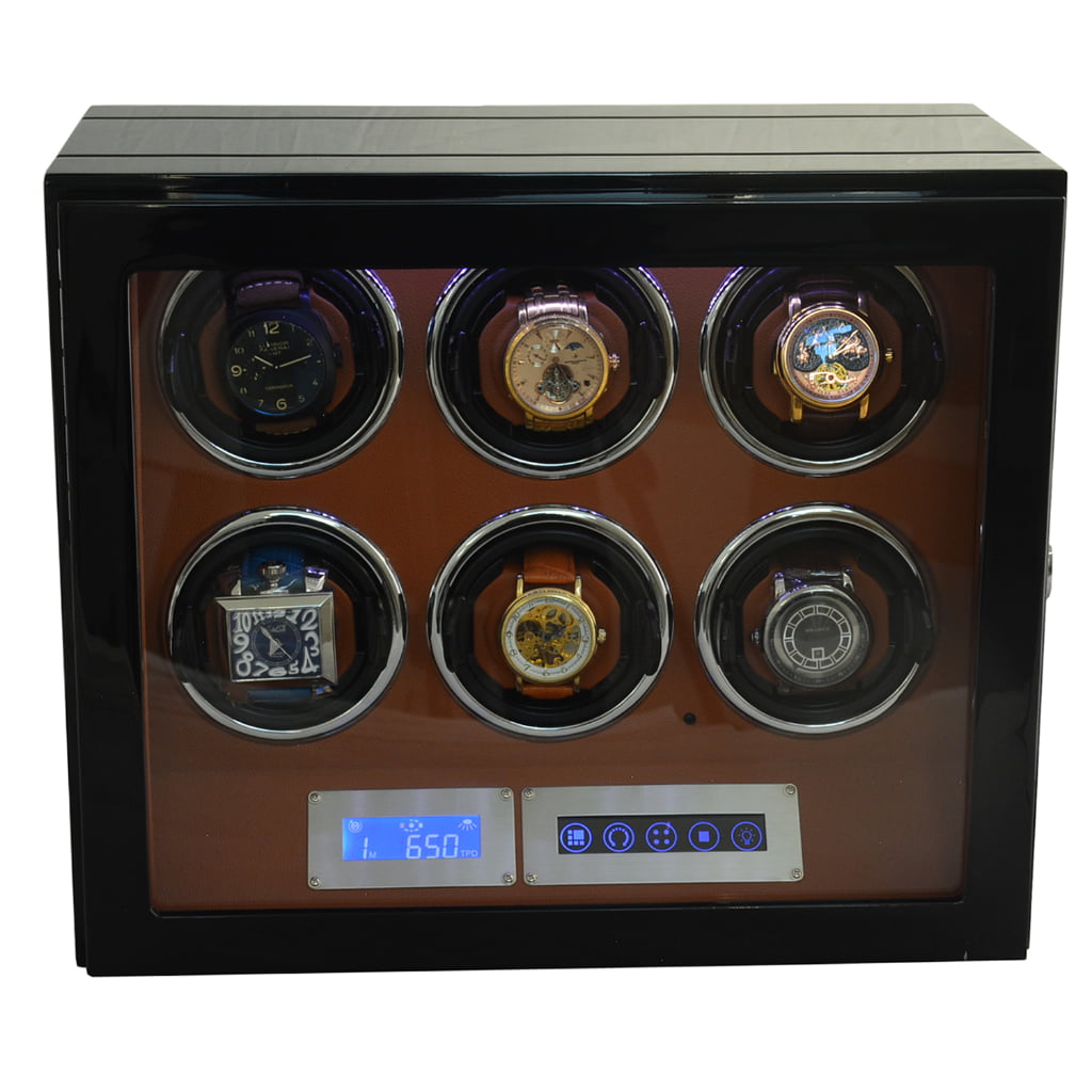 6 automatic watch winder case front with LED Light