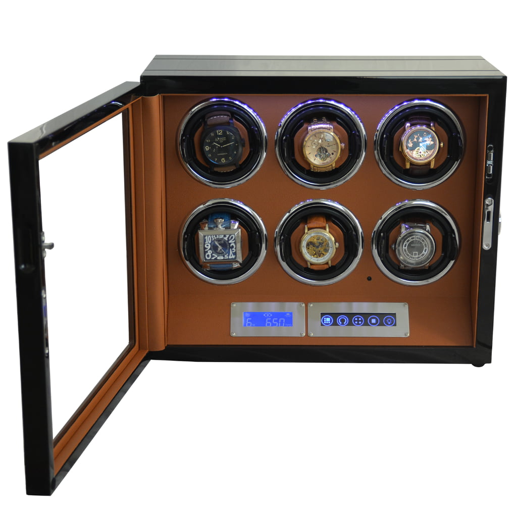 6 automatic watch winder case with led light