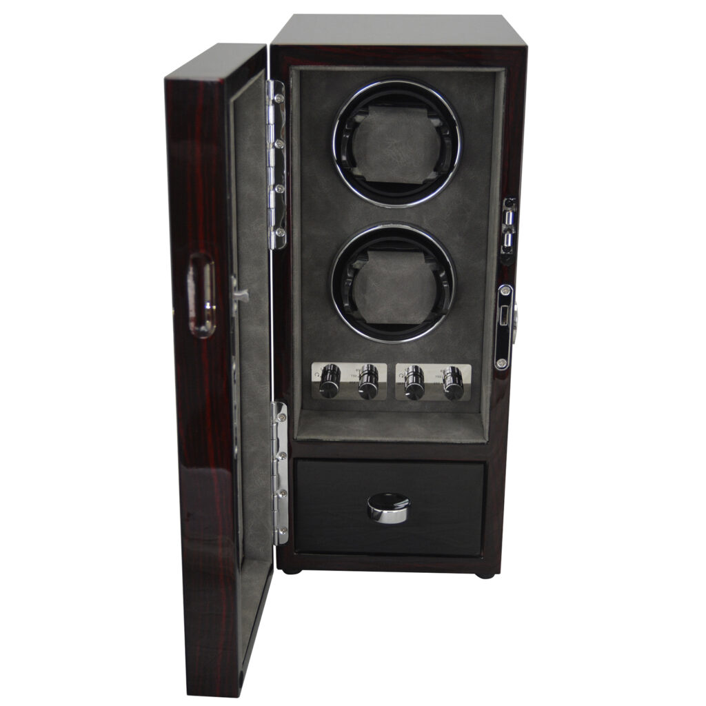 LED Double Watch Winder with Drawer open