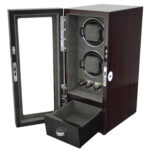 LED Double Watch Winder with Drawer angle side