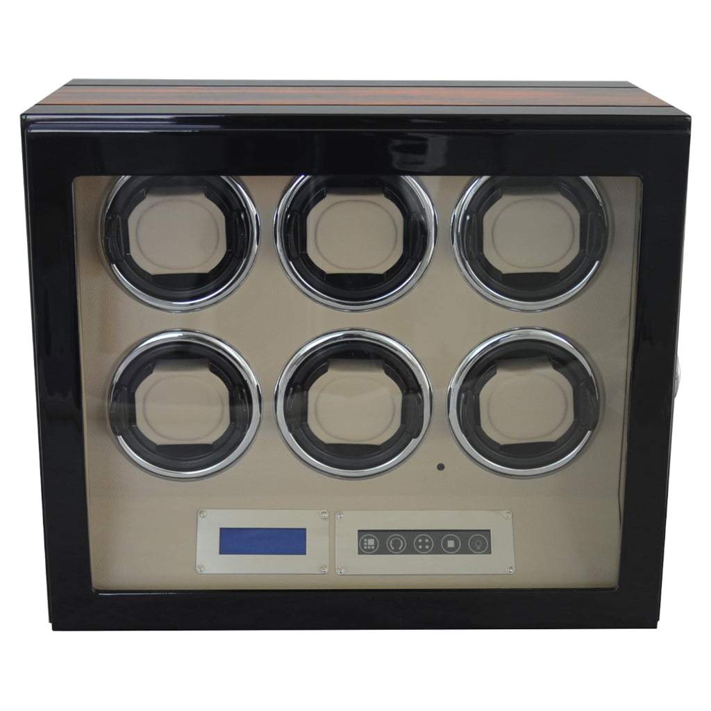 custom watch winder for 6 watches front with Door sensor