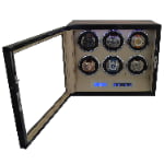 custom watch winder for 6 watches open with LED light