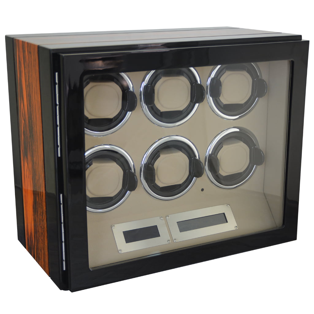custom watch winder for 6 watches with PU Leather interior