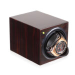 Single Compact Watch Winder with ebony grain exterior