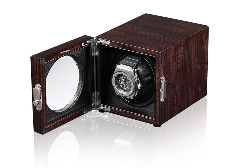 battery-powered single watch winder open