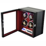 4 slots carbon fiber watch winder open with key lock