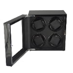 Quad Watch Winder Box with LED Light and PU Leather interior