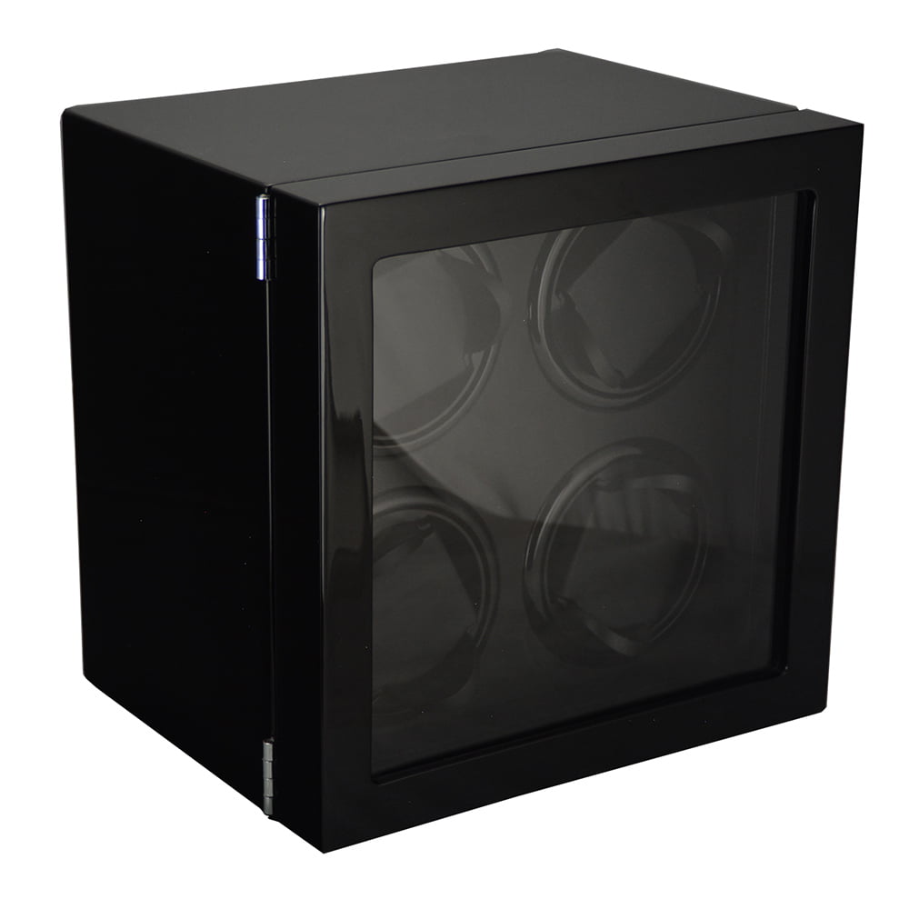 Quad Watch Winder Box with LED Light angle side