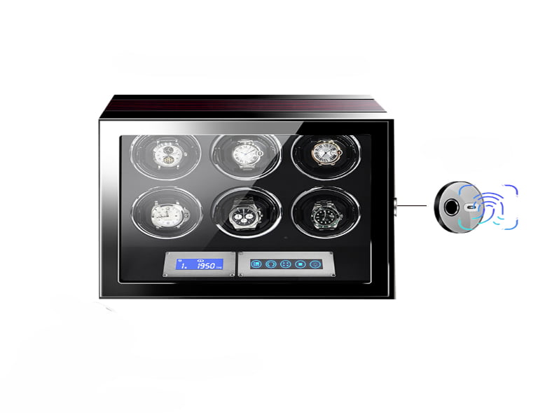 6 Slot Luxury Watch Winder with Fingerprint Lock and 12 O’clock Return